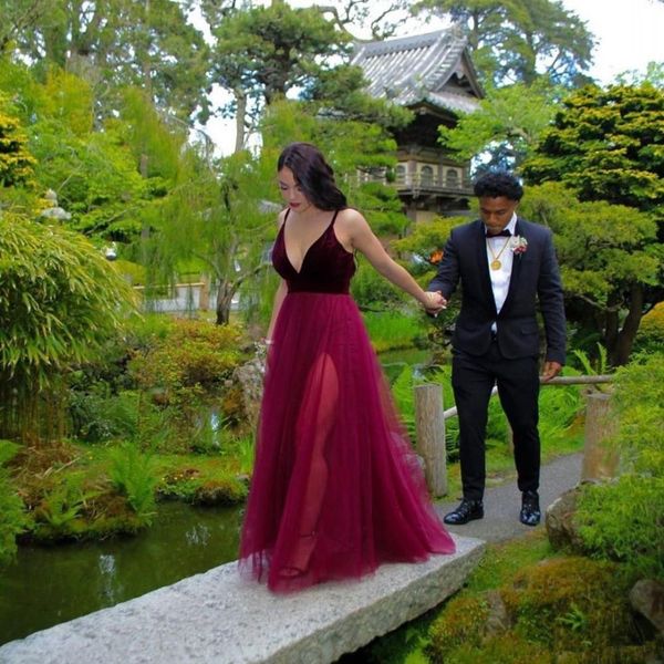 burgundy deep v neck prom dresses spaghetti straps a line tulle robe de soiree evening gown formal long dress, Black
burgundy deep v neck prom dresses spaghetti straps a line tulle robe de soiree evening gown formal long dress, Black