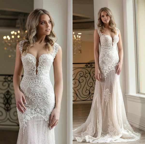 2019 light champagne wedding dresses mermaid square neck lace applqiues plus size bridal gowns custom made robe de mariee boho wedding dress, White
2019 light champagne wedding dresses mermaid square neck lace applqiues plus size bridal gowns custom made robe de mariee boho wedding dress, White