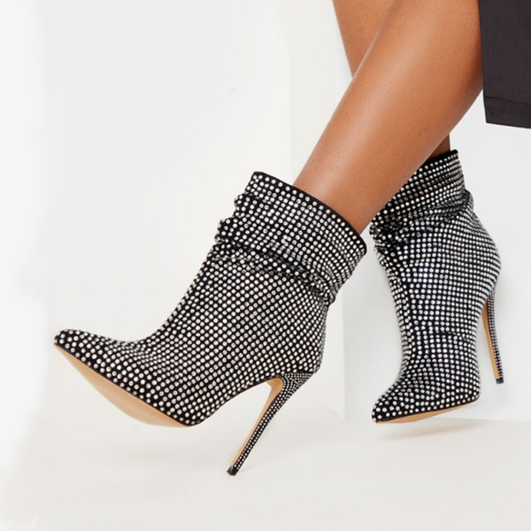 boots crystal high heel ankle black leather pointed toe women dress shoes thin heels pleated ridding
boots crystal high heel ankle black leather pointed toe women dress shoes thin heels pleated ridding