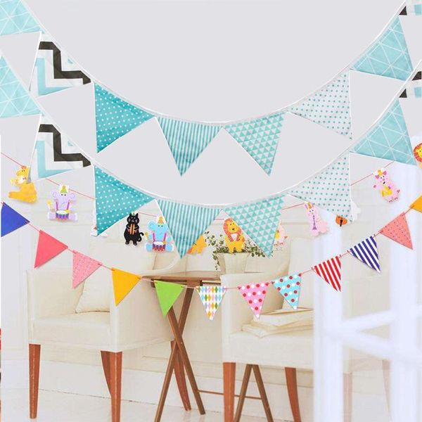 bannières de fanion de fête, 10.5 pieds (3.2 m) 12 guirlandes de bunting décoratives / triangle 100% coton tissu murales pour mariage, anniv
bannières de fanion de fête, 10.5 pieds (3.2 m) 12 guirlandes de bunting décoratives / triangle 100% coton tissu murales pour mariage, anniv