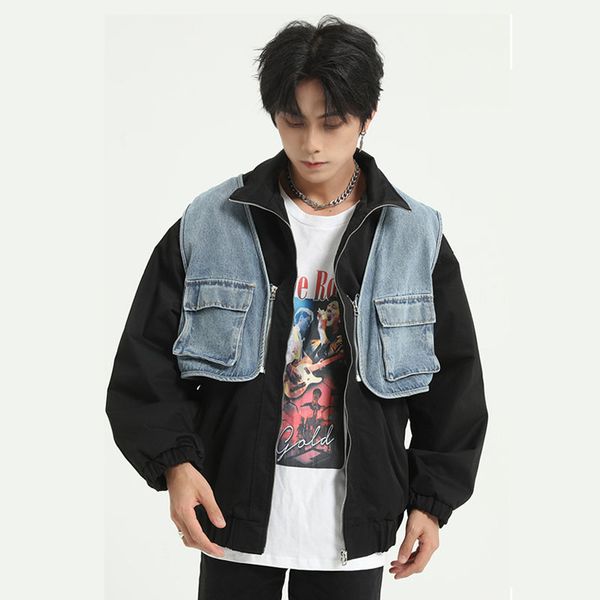 2020 новая мужского high street hip hop 2 шт сращивание джинсовой жилет инструментальной куртки шинель мужчины женщина повседневные пальто в, Black;brown
2020 новая мужского high street hip hop 2 шт сращивание джинсовой жилет инструментальной куртки шинель мужчины женщина повседневные пальто в, Black;brown
