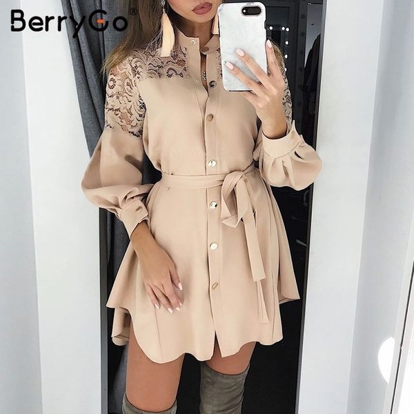 berrygo lace women shirt dresses pure mesh embroidery long sleeve button office ladies dresses solid sashes summer mini dress, Black;gray
berrygo lace women shirt dresses pure mesh embroidery long sleeve button office ladies dresses solid sashes summer mini dress, Black;gray