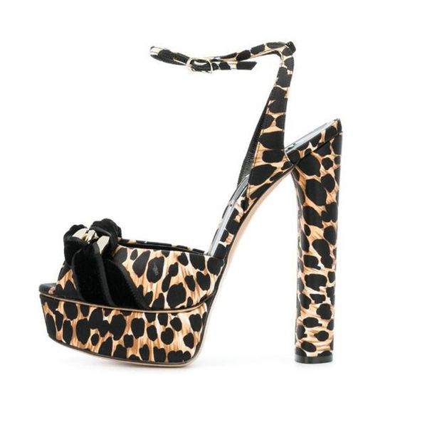 women summer shoes 2018 leopard print platform chunky heels sandals buckle strap butterfly-knot decor female shoes size 34-43, Black
women summer shoes 2018 leopard print platform chunky heels sandals buckle strap butterfly-knot decor female shoes size 34-43, Black