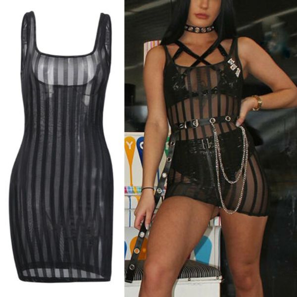 women mesh sheer beachwear low cut cover up see through vertical stripes print cover-ups summer beach mini dress, Blue;gray
women mesh sheer beachwear low cut cover up see through vertical stripes print cover-ups summer beach mini dress, Blue;gray