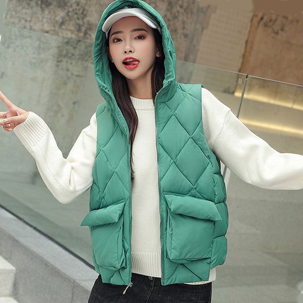 women vests cotton vest female 2019 autumn and winter new hooded student short cotton vest jacket, Black;white
women vests cotton vest female 2019 autumn and winter new hooded student short cotton vest jacket, Black;white