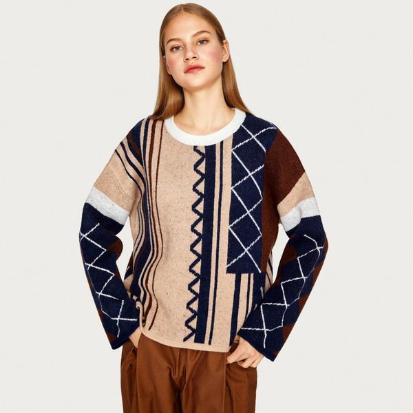 autumn winter women knitted sweater casual long sleeve o neck geometric office lady sweater 2019 pullover jumper sweaters, White;black
autumn winter women knitted sweater casual long sleeve o neck geometric office lady sweater 2019 pullover jumper sweaters, White;black
