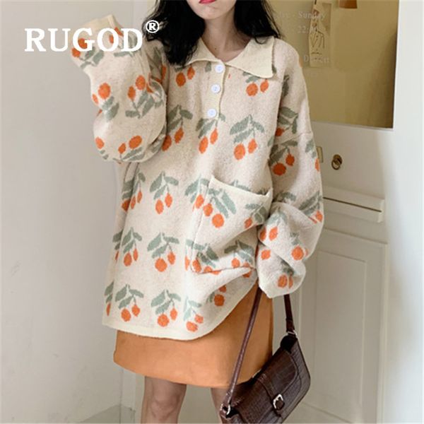 rugod fruit sweater pullover turndown collar jumper winter for women knitwear loose korean style womens sweaters 2019, White;black
rugod fruit sweater pullover turndown collar jumper winter for women knitwear loose korean style womens sweaters 2019, White;black