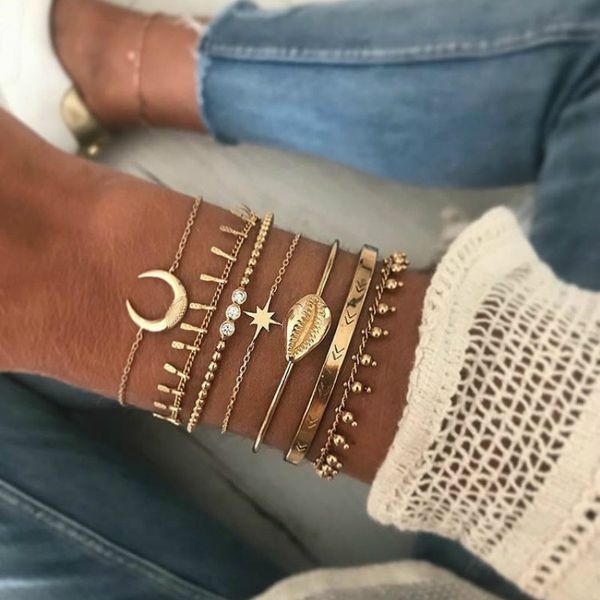 punk moon shell stars bracelets for women hand chains set gold color 2019 fashion jewelry alloy beads tassel bracelet female, Golden;silver
punk moon shell stars bracelets for women hand chains set gold color 2019 fashion jewelry alloy beads tassel bracelet female, Golden;silver