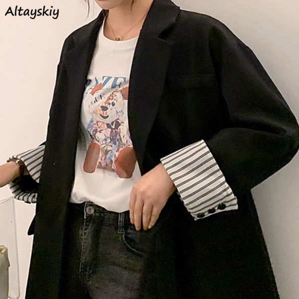 blazers womens korean style leisure loose elegant patchwork spring new women outerwear pockets all-match popular fashion coats, White;black
blazers womens korean style leisure loose elegant patchwork spring new women outerwear pockets all-match popular fashion coats, White;black