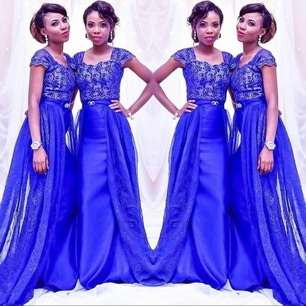gorgeous royal blue evening prom dresses south african lace cap sleeves maid of honor gowns satin mermaid overskirts bridesmaid dress, Black;red
gorgeous royal blue evening prom dresses south african lace cap sleeves maid of honor gowns satin mermaid overskirts bridesmaid dress, Black;red