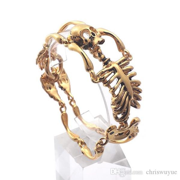 cool gold color gothic skull body bracelet for biker rocker mens bracelets stainless steel men jewelry, Black
cool gold color gothic skull body bracelet for biker rocker mens bracelets stainless steel men jewelry, Black