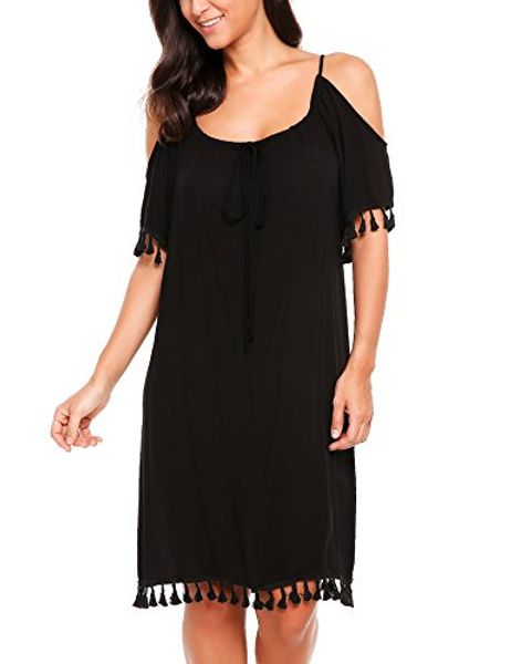 acevog women's summer cold shoulder lace tassel loose bohemian beach dress, Black;gray
acevog women's summer cold shoulder lace tassel loose bohemian beach dress, Black;gray