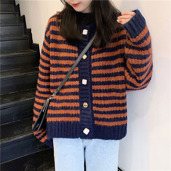 women's knits & tees 2021 fashion cardigan knitted crew neck stripe hit color splice buckle sweater women spring ladies leisure loose, White
women's knits & tees 2021 fashion cardigan knitted crew neck stripe hit color splice buckle sweater women spring ladies leisure loose, White