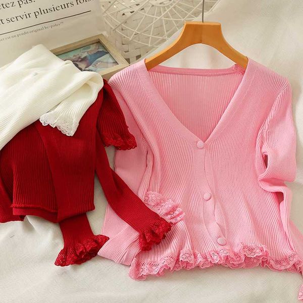 so lovely curly lace hem ruched cardigan women knitted short style sweater spring jersey mujer pull femme, White
so lovely curly lace hem ruched cardigan women knitted short style sweater spring jersey mujer pull femme, White
