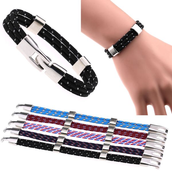 18 colors navy multicolor polyester rope bracelet bangle couple punk rock wind designer bracelet fashion creative women men jewelry gift, Black
18 colors navy multicolor polyester rope bracelet bangle couple punk rock wind designer bracelet fashion creative women men jewelry gift, Black