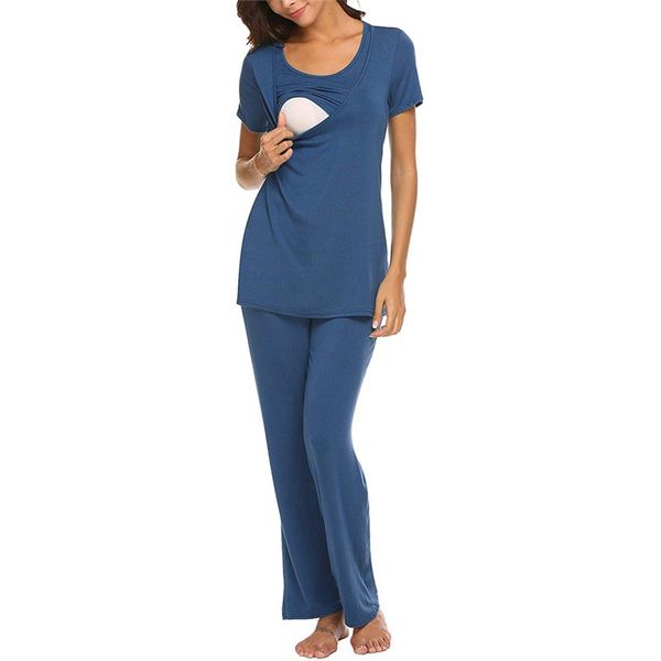 women maternity short sleeve nursing baby t-shirt +solid adjustable pants pajamas set soft clothes for mommy 40ap05, White
women maternity short sleeve nursing baby t-shirt +solid adjustable pants pajamas set soft clothes for mommy 40ap05, White