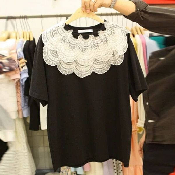 lace patch cotton tshirt women's short sleeve summer t-shirt loose t-shirts fashion ladies shirt blusas white black
lace patch cotton tshirt women's short sleeve summer t-shirt loose t-shirts fashion ladies shirt blusas white black