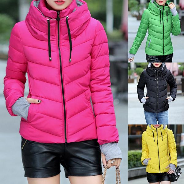 women winter solid color thumb hole zipper cotton coat warm short down down jacket women winter 2019 outerwear coats, Black
women winter solid color thumb hole zipper cotton coat warm short down down jacket women winter 2019 outerwear coats, Black