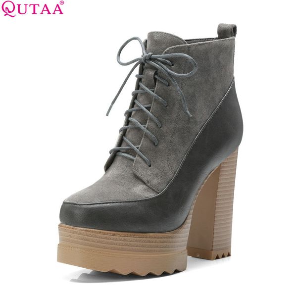 qutaa 2020 new fashion women ankle boots platform zipper all match winter boots square high heel women big size 34-42, Black
qutaa 2020 new fashion women ankle boots platform zipper all match winter boots square high heel women big size 34-42, Black