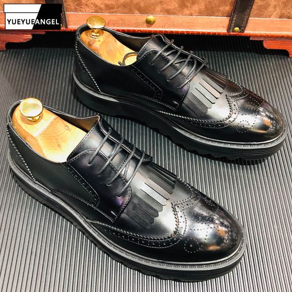 korean new fashion panelled thick bottom mens brogue carved dress shoes lace up pointed toe fashion male platform leather shoes, Black
korean new fashion panelled thick bottom mens brogue carved dress shoes lace up pointed toe fashion male platform leather shoes, Black