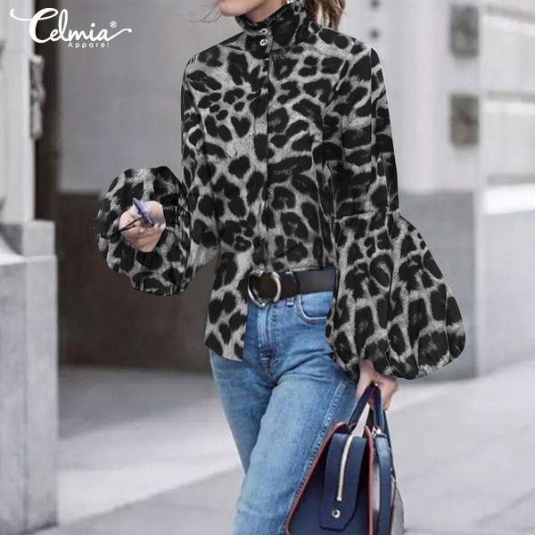 2020 celmia fashion women shirts leopard print vintage blouses high neck lantern sleeve office plus size casual party blusas, White
2020 celmia fashion women shirts leopard print vintage blouses high neck lantern sleeve office plus size casual party blusas, White