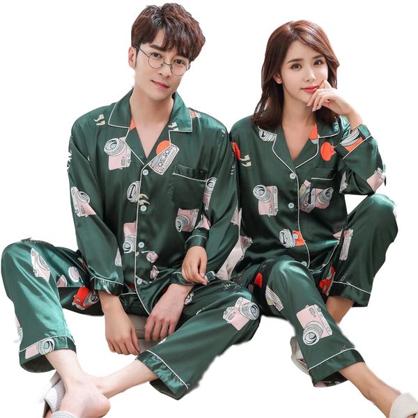 pajamas sets women print soft silk men long sleeve sleepwear suit 2 piece spring home couple lounge gift, Black;red
pajamas sets women print soft silk men long sleeve sleepwear suit 2 piece spring home couple lounge gift, Black;red