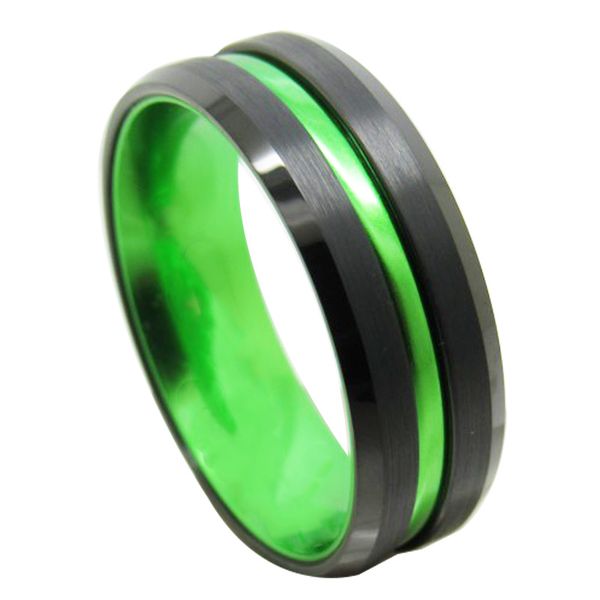 two parts combination 8mm black tungsten rings and green color aluminiumm ring for men fashion jewelry rings, Silver
two parts combination 8mm black tungsten rings and green color aluminiumm ring for men fashion jewelry rings, Silver