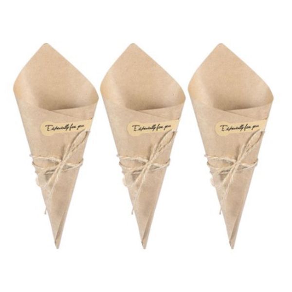 gift wrap 100pcs novel creative diy kraft paper cones candy boxes flower holder for wedding party gifts crafting