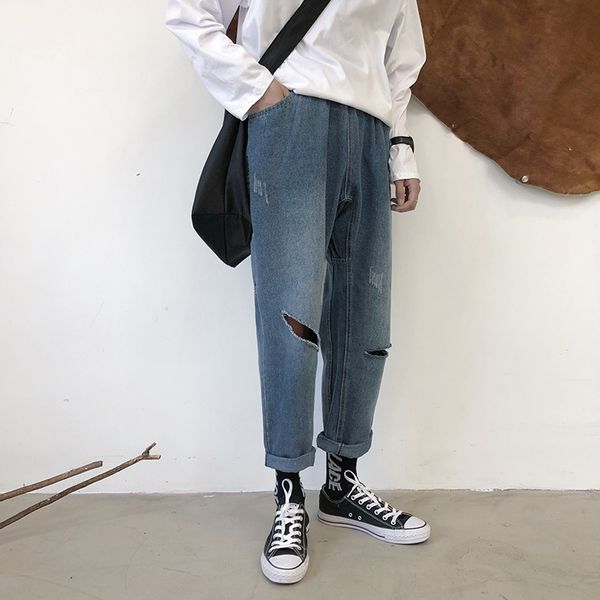 ripped jeans men's fashion washed solid color casual jean pants man streetwear wild loose hip hop men's trousers mens -2xl, Blue
ripped jeans men's fashion washed solid color casual jean pants man streetwear wild loose hip hop men's trousers mens -2xl, Blue