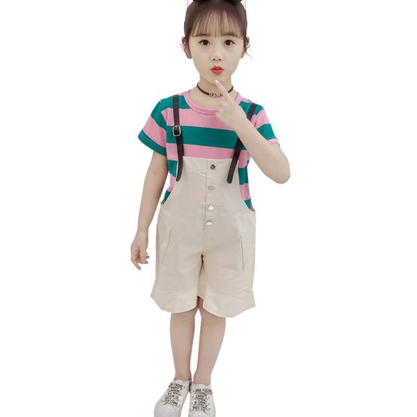 summer baby girls costume suit stripe t shirt and bib pants for teenage girls kids casual outfit clothes children set, White
summer baby girls costume suit stripe t shirt and bib pants for teenage girls kids casual outfit clothes children set, White