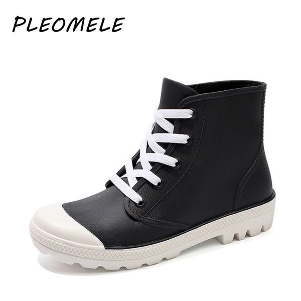 women rainboots lace-up rubber rain boots women ankle rainboots flat heels waterproof water shoes outdoor wellies, Black
women rainboots lace-up rubber rain boots women ankle rainboots flat heels waterproof water shoes outdoor wellies, Black