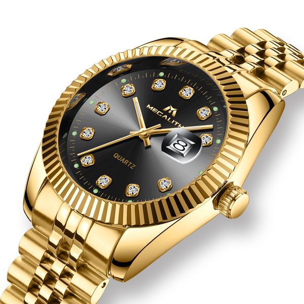 megalith gold case watch men waterproof date analogue quartz wrist watch gents stainless steel business men, Slivery;brown
megalith gold case watch men waterproof date analogue quartz wrist watch gents stainless steel business men, Slivery;brown