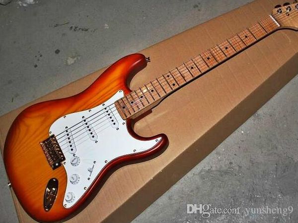 color solid body with maple tiger strips wood neck white pickguard electric guitar, ing
color solid body with maple tiger strips wood neck white pickguard electric guitar, ing
