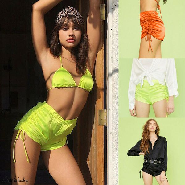 women's shorts style women satin solid drawstring casual jogging summer high waist pure color fashion 2021, White;black
women's shorts style women satin solid drawstring casual jogging summer high waist pure color fashion 2021, White;black