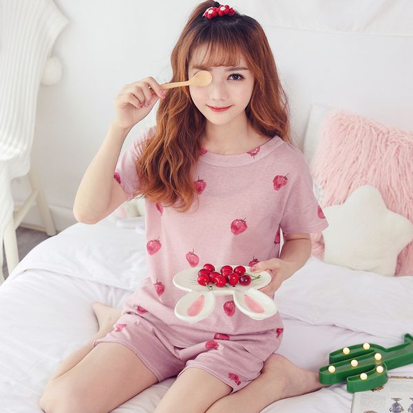 strawberry print pajamas for women summer short-sleeved head t-shirt shorts two-piece set clothing home service woman pyjamas, Blue;gray
strawberry print pajamas for women summer short-sleeved head t-shirt shorts two-piece set clothing home service woman pyjamas, Blue;gray