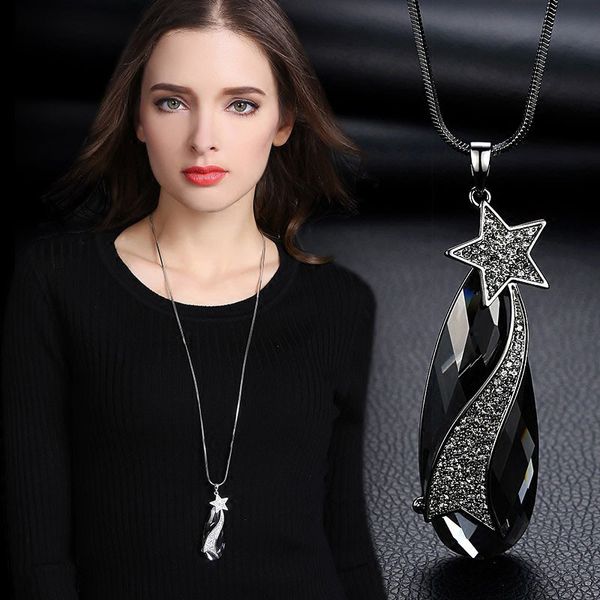 big water drop long necklace women bijoux crystal star jewelry sweater necklaces cute gift, Silver
big water drop long necklace women bijoux crystal star jewelry sweater necklaces cute gift, Silver