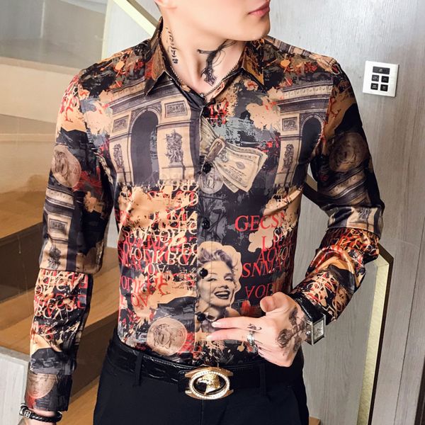 2019 luxury ropa de hombre gold mens printed dress shirts casual autumn shirts mens club designs camisa social slim fit, White;black
2019 luxury ropa de hombre gold mens printed dress shirts casual autumn shirts mens club designs camisa social slim fit, White;black