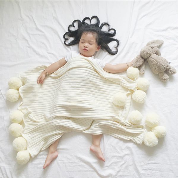 newborns baby blanket super soft white pink gray knitted blanket with woollen ball for children cute cotton baby bed linen
newborns baby blanket super soft white pink gray knitted blanket with woollen ball for children cute cotton baby bed linen
