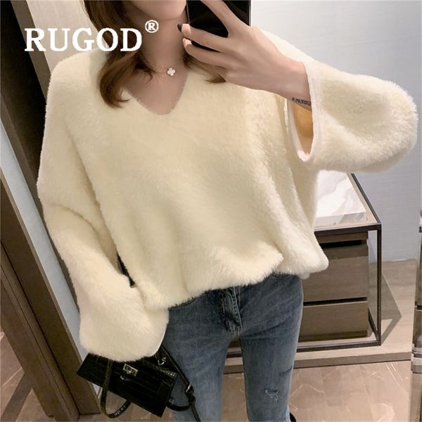 rugod new woman sweater solid wool v neck loose knitted pull autumn warm soft sweater pullovers fashion female elegant causal, White;black
rugod new woman sweater solid wool v neck loose knitted pull autumn warm soft sweater pullovers fashion female elegant causal, White;black