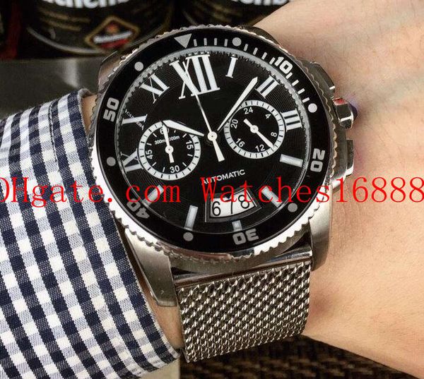 black dial 41mm calibre de w7100045 chronograph quartz movement mens watch diver's men's wristwatches steel bracelet, Slivery;brown
black dial 41mm calibre de w7100045 chronograph quartz movement mens watch diver's men's wristwatches steel bracelet, Slivery;brown