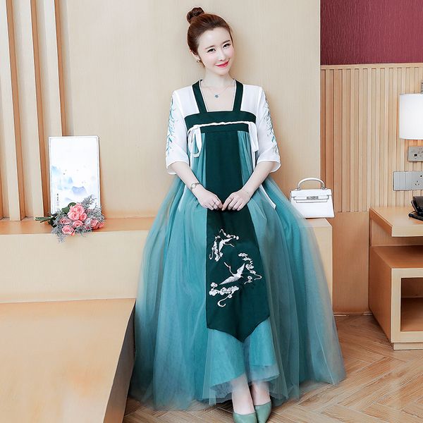 summer maternity vintage embroidery dress half sleeve square collar chinese style pregnant women clothes long loose mesh dress, White
summer maternity vintage embroidery dress half sleeve square collar chinese style pregnant women clothes long loose mesh dress, White