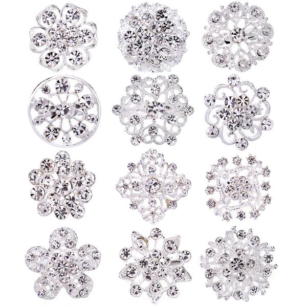 pinksee 12pcs/lot rhinestone crystal silver flower brooches for women wedding bridal party round bouquet brooch pin, Gray
pinksee 12pcs/lot rhinestone crystal silver flower brooches for women wedding bridal party round bouquet brooch pin, Gray