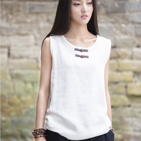 2019 solid casual cotton tank woman loose sleeveless shirt fashion retro round neck summer vest top, White
2019 solid casual cotton tank woman loose sleeveless shirt fashion retro round neck summer vest top, White