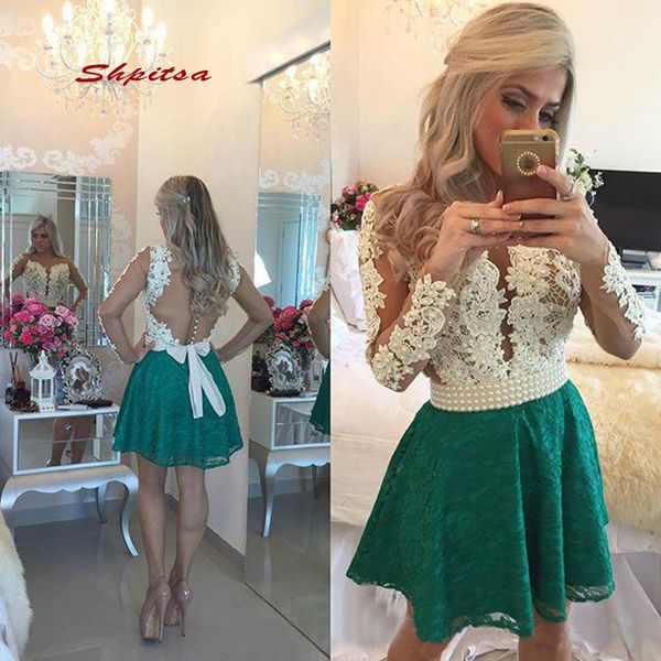 long sleeve lace short homecoming dresses mini women plus size 8th grade prom cocktail semi formal graduation dress, White;black
long sleeve lace short homecoming dresses mini women plus size 8th grade prom cocktail semi formal graduation dress, White;black