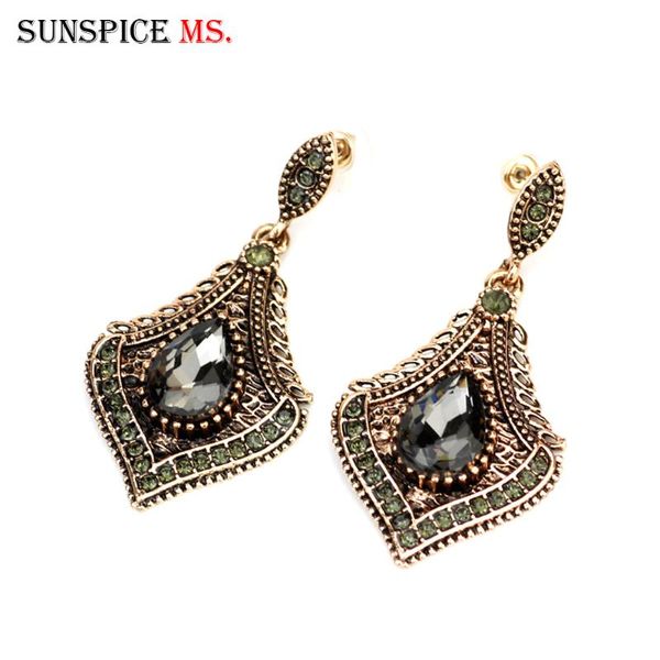 sunspicems vintage turkish gray crystal drop earring for women ethnic wedding jewelry antique gold color love gift wholesale, Silver
sunspicems vintage turkish gray crystal drop earring for women ethnic wedding jewelry antique gold color love gift wholesale, Silver