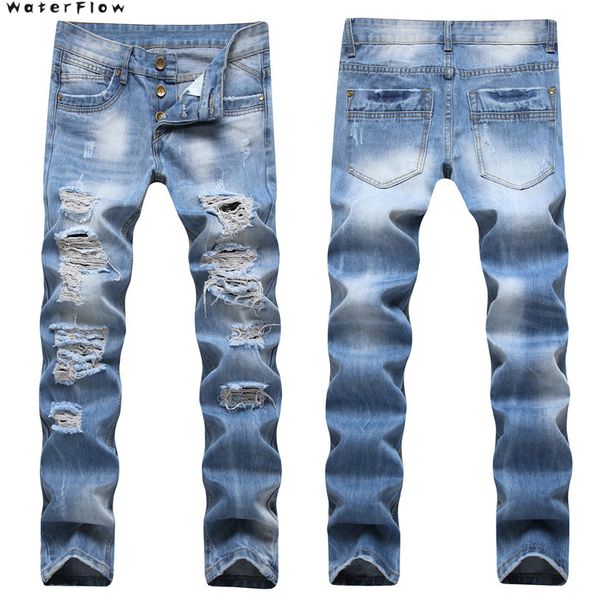new male button streetwear jeans summer light blue denim jeans holes men men cotton straight long jean pants
new male button streetwear jeans summer light blue denim jeans holes men men cotton straight long jean pants