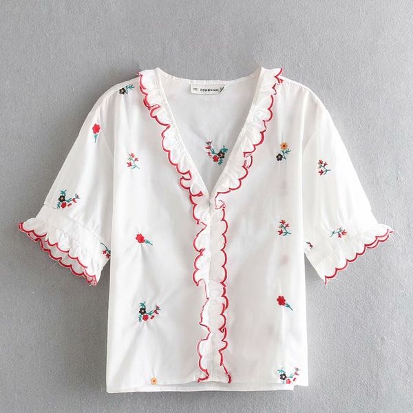 women popular new bb45-9268 european and american fashion embroidered shirts, White
women popular new bb45-9268 european and american fashion embroidered shirts, White