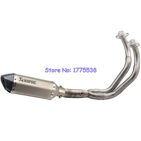 

mt-07 fz-07 motorcycle full exhaust system akrapovic muffler+link pipe for yamaha mt07 fz07 tracer 2014-2018 xsr700 16-17 escape