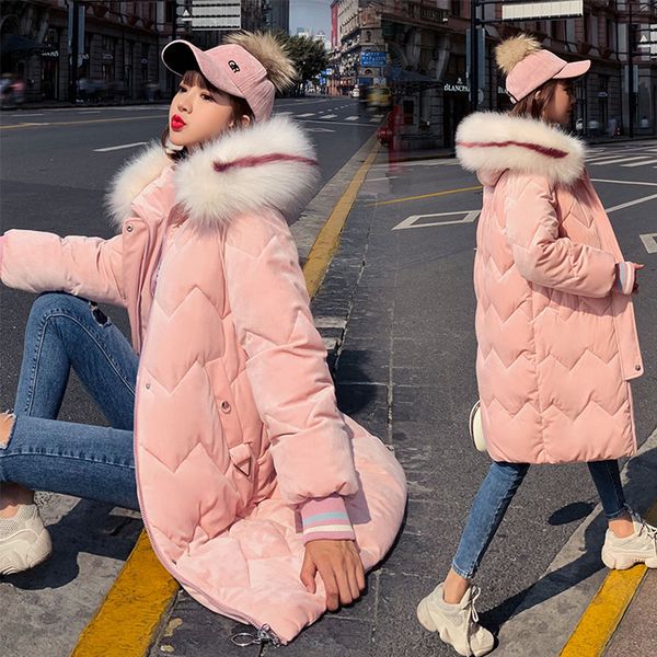 women's down & parkas chic velvet fur coat hooded winter warm jacket plus size long slim women cotton padded wadded female, Black
women's down & parkas chic velvet fur coat hooded winter warm jacket plus size long slim women cotton padded wadded female, Black