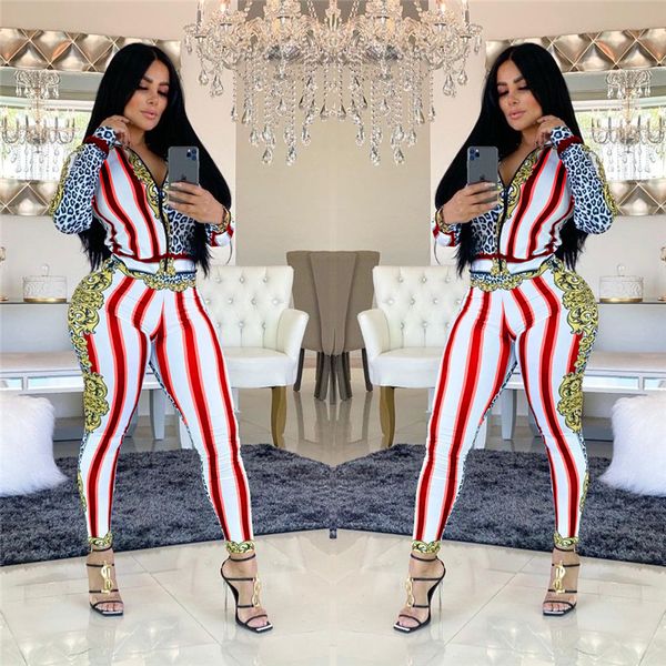 womens striped floral printed tracksuits leopard designer fashion ladies 2pcs pants skinny zipper long sleeve female sports suits, Gray
womens striped floral printed tracksuits leopard designer fashion ladies 2pcs pants skinny zipper long sleeve female sports suits, Gray